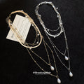 Layered Chain and Teardrop Pendant Necklace Statement Fashion Jewelry view 4