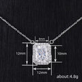 Silver Tone Rectangular Clear Stone Halo Pendant Necklace view 4