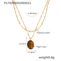 Gold Tiger Eye Oval Pendant And Beaded Pendant Necklaces view 6
