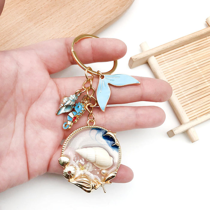 Blue Seahorse Dolphin Octopus Shell and Tail Keychains