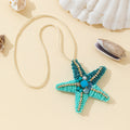 Beaded Ombre Starfish Charm Pendant With Rhinestone Accents view 1