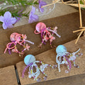 Pastel Disc Beaded Cluster Drop Earrings Statement Jewelry view 4