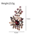 Flower Crystal Metal Brooch Pin 4.2 x 7 cm for Jackets and Lapels view 2