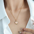 Heart Flower And Pearl Accent Pendant Necklace In Four Colors view 2
