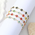 Gold Tone Multicolor Round Evil Eye Link Chain Bracelets view 1