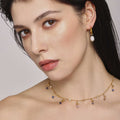 Gold Bird Charm Necklace Stones Or Pearls And Pearl Hoops view 4