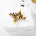 Gold Tone Silver Tone Cross Crystal Metal Brooch Pin view 3