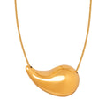 Polished Teardrop Pendant Snake Chain Necklace Gold Steel view 5