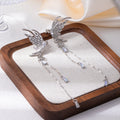 Silver Fairy Wing Clear Tassel Upper Ear Clip Earrings view 4