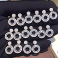 Round Open Center Pavé Stone Drop Stud Earrings in Silver Tone view 3
