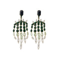 Crystal Chandelier Stud Earrings in Emerald Green or Clear view 5