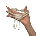 Double Strand Pearl Flower Choker with Distinctive Textured Details view 5