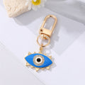Gold Tone Blue Evil Eye Heart Round and Teardrop Clip Keychains view 3