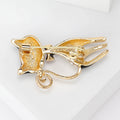 Bow Tie Cat Crystal Brooch in Black and White Enamel view 3