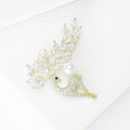 Gold Tone Deer Brooch Pearl Accent Crystal Leaf Antlers view 3