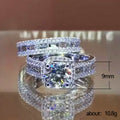Two Piece Round Stone Channel Ring Set Metal Jewelry Design view 5