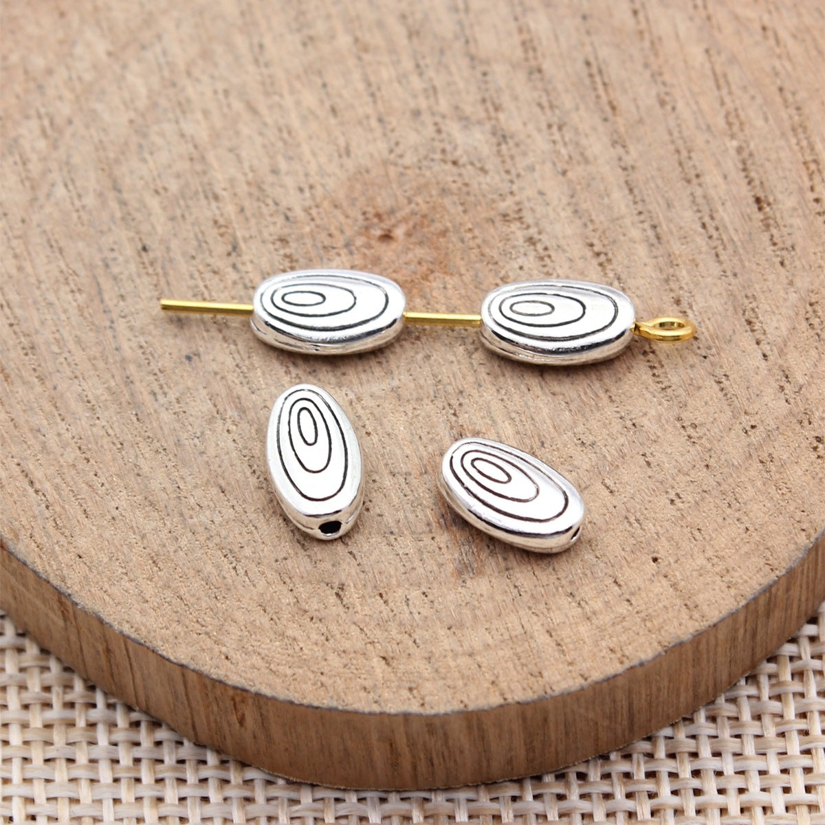 9.4x5.9x2.9mm 0.55g Multicolor Zinc Alloy Oval Floral Pattern Small Hole Spacer Beads for Necklace Bracelet Making