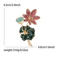 Crystal Lotus Flower And Leaf Brooch In Pink And Green view 4