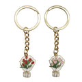 Tulip Bouquet Enamel Key Ring Red Or Pink Flowers Metal Charm view 5