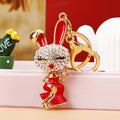 Jeweled Skirt Rabbit Keychains in Four Colors with Braided Loops view 7
