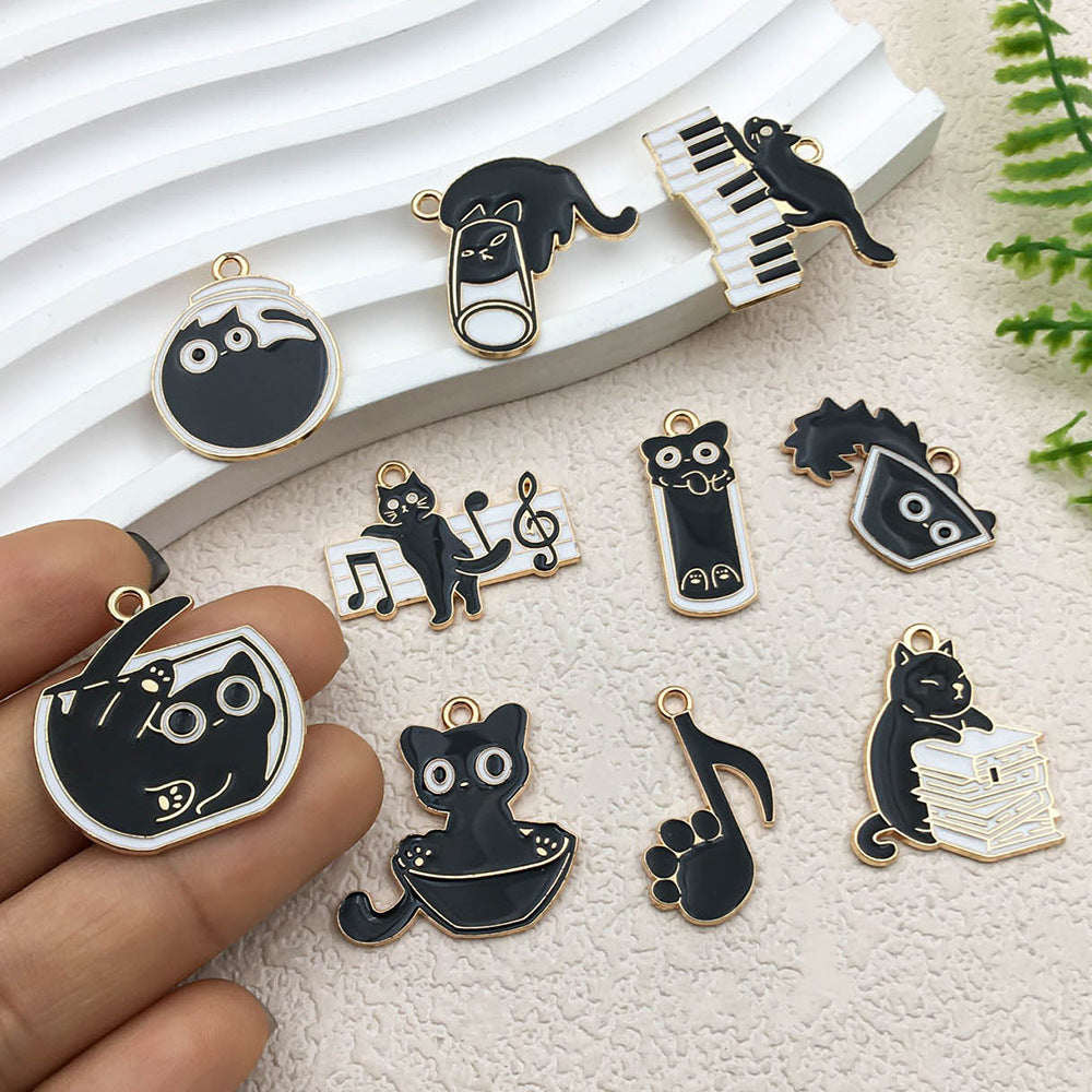 Glass Black Cat Bottle Charm Pendant for DIY Earring Necklace Jewelry Accessories