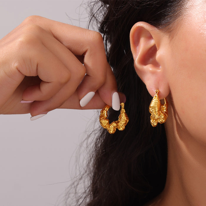 Twisted Rope Knot Hoop Earrings Gold Or Steel Finish