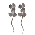 Layered Flower Chain Drop Earrings in Gold and Silver Tones view 5