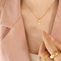 Gold Steel Rose Number 7 Dog Tag Snake Chain Necklaces view 4