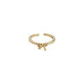Gold Open Adjustable Bow Ring Slim Band Metal Style view 5