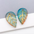 Gold Tone Edged Glass Leaf Charms in Ten Color Finishes view 12