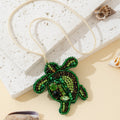 Beaded Green Sea Turtle Charm Pendant With Rhinestone Accents view 3