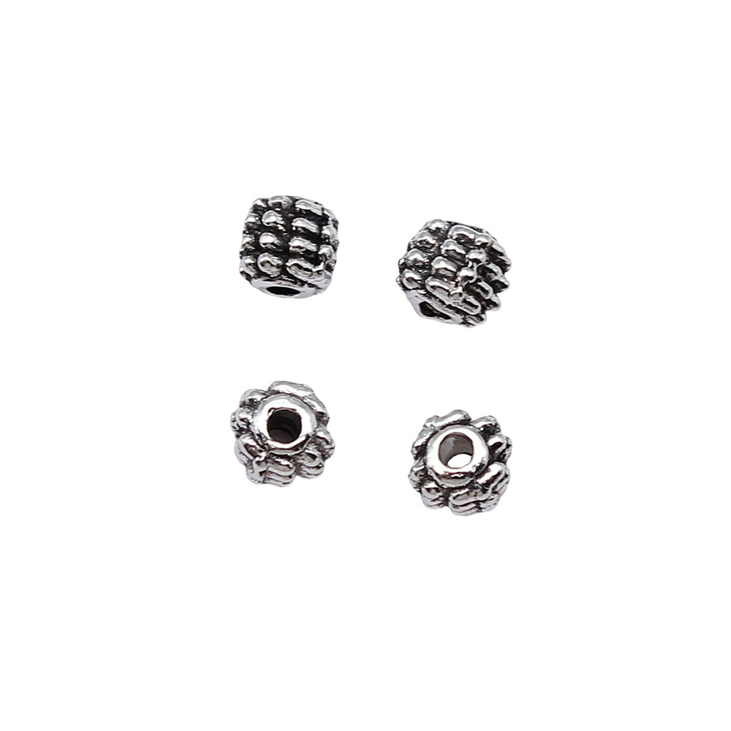 5.5x5.5x4.8mm 0.4g Antique Silver Zinc Alloy Dotted Small Hole Spacer Beads for DIY Bracelet Jewelry