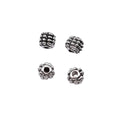 Grid Texture Barrel Spacer Bead in Antique Silver Metal view 3