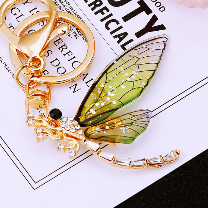 Translucent Wing Dragonfly Keychains in Green Red Purple and Assorted Colors