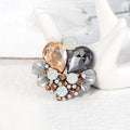 Gold Tone Silver Tone Flower Crystal Metal Brooch Pin 3.6 x 3.7 cm view 4