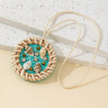 Rattan Frame Seashell Charm Pendant with Turquoise Beads view 4