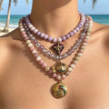 Five Color Mixed Flat Bead Necklaces With Carabiner Clasps view 3