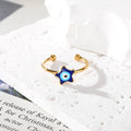 Gold Tone Blue Evil Eye Adjustable Rings in Seven Shapes view 8