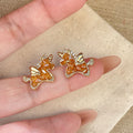 Gold Crystal Pony Pendant Necklace and Stud Earrings view 7