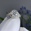 Round Solitaire Halo Two-Ring Set In Polished Silver Tone view 3