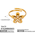 316L Steel Open Rings Flower Ladybug Bell Pearl Five-Stone view 9
