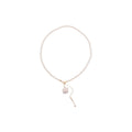 White Pearl Enamel Camellia Pendant Gold Dangle Necklace view 5