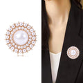 Concentric Pearl Brooch in Gold or Silver Tone for Jackets and Scarves view 2