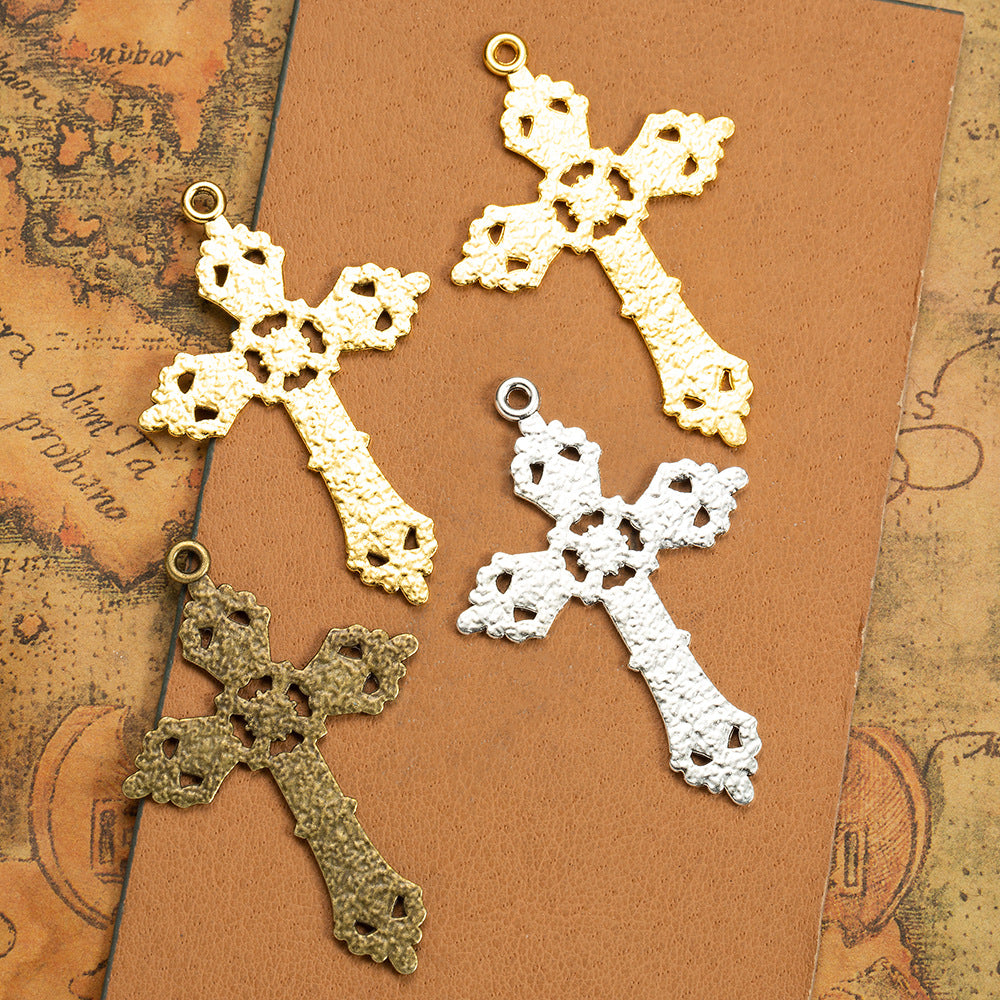 56x38mm Vintage Zinc Alloy Cross Charm Pendant