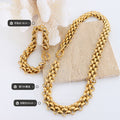 Chunky Woven Chain Necklace And Bracelet OT Toggle Gold Steel view 2
