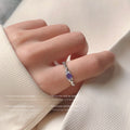 Silver Tone Purple Round Stone Ornate Leaf Open Rings In Two Styles view 2