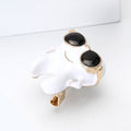 Tooth With Sunglasses Brooch In Metal With White Enamel, Black Lenses, And Gold-Tone view 2