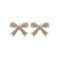 Silver Tone Clear Crystal Bow Stud Earrings With Ribbon Tails view 5