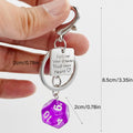 Translucent Acrylic Dice Keychain with Heart or Message Tag Charm view 3