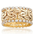 Chain-Link Pattern Clear Stone Extra-Wide Ring In Polished Gold Tone view 5